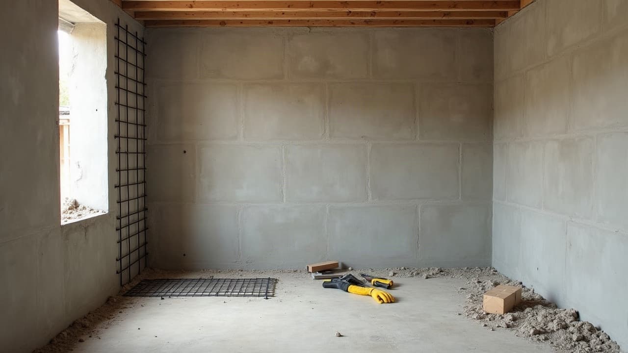 Main vérifiant une grille de ventilation murale dans un sous-sol aménagé