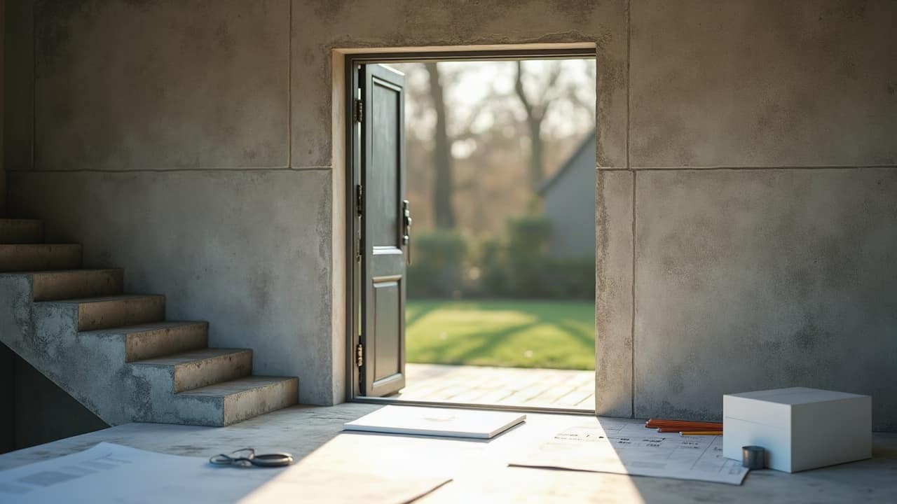 Maquette blanche d'une maison et de son jardin sur une table d'architecte